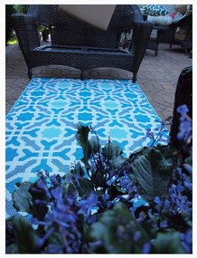 Синьо-сив двустранен килим за открито, изработен от рециклирана пластмаса , 150 x 240 cm Seville - Fab Hab