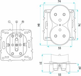 Двоен контакт със заземяване и рамка OSTE JNH002-G Black