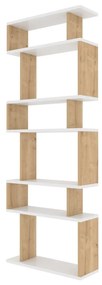 Бял/естествен дъбов шкаф за книги 60x160 cm Bates - Kalune Design