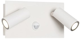 Външна стенна лампа бяла с LED 2-светлина сензор за движение - Simon