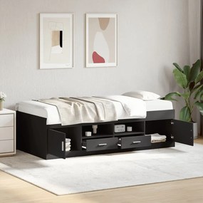 3280252 vidaXL Дневно легло с чекмеджета, без матрак, черно, 90x190 см