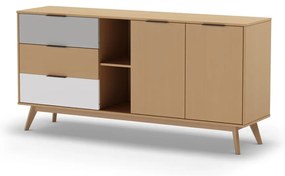 Нисък скрин от естествен дъб 165x81 cm Elfa - Marckeric