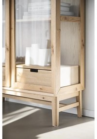 Витрина от декор от дъб с плъзгащи се врати в естествен цвят 100x203 cm Hazelton – Rowico