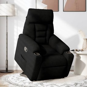 3303090 vidaXL Изправящ реклайнер стол, черен, микрофибърен текстил