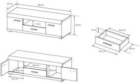 TV шкаф Galitea-Oak-Length: 140 cm.