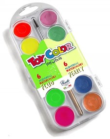 Водни бои Toy Color, Неонови, 12 цвята