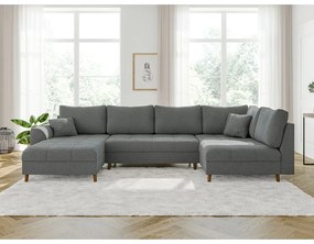 Сив ъглов диван от плат букле (ляв ъгъл/"U" форма) Ariella – Ropez