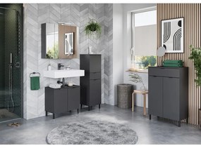 Антрацитен висок шкаф за баня 60x97 cm Arcena – Germania