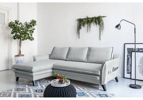 Светлосив ъглов разтегателен диван, ляв ъгъл Charming Charlie - Miuform