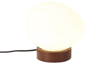 Дървена настолна лампа в стил Japandi с опалово стъкло - Sally