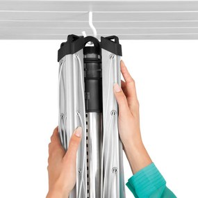 Външен простор Brabantia Lift-O-Matic 90300266, 40 м, Регулируема височина, Метален шиш за вкопаване, Калъф, Торба с щипки, Резистентен на корозия, Инокс