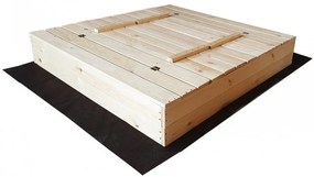 Затворен детски пясъчник с пейки 140 x 140 cm
