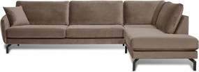 Кафяво-бежов ъглов диван от кадифе (десен ъгъл) Magic - Scandic