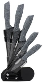 Комплект ножове с поставка ZEPHYR ZP 1633 CS5AS, 6 части, Неръждаема стомана, Мраморно покритие, Сив