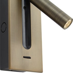 Комплект от 2 модерни стенни лампи тъмен бронз с LED - Plaza