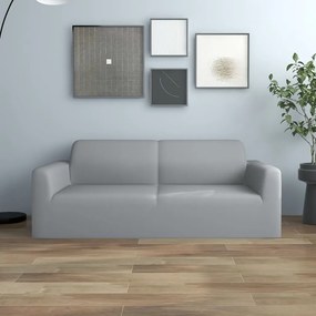 332941 vidaXL Разтеглив калъф за 2-местен диван, сив, полиестерно жарсе
