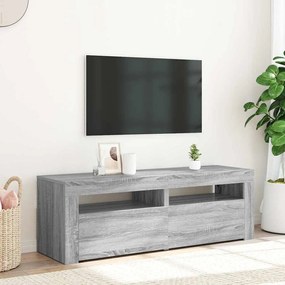 815685 vidaXL ТВ шкаф с LED осветление, сив сонома, 120x35x40 см