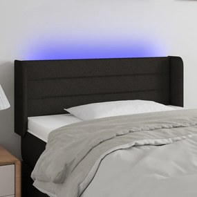 3123368 vidaXL LED горна табла за легло, черна, 103x16x78/88 см, плат