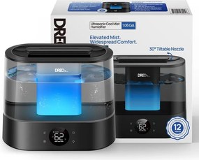 Ултразвуков овлажнител за въздух DREO 420S, До 25 м2, 300 мл/ч, 4 л, Автоматично регулиране, Нощен режим, Таймер, LED, Черен