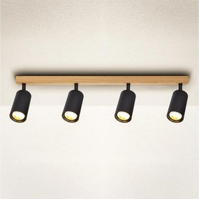 Brilagi - Точково осветително тяло SELE 4xGU10/30W/230V черно/дъбов декор