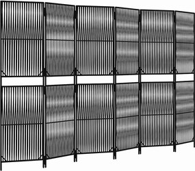 365384 vidaXL Параван за стая, 6 панела, черен, полиратан