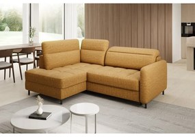 Жълт кадифен разтегателен ъглов диван с място за съхранение (ляв ъгъл L форма) Barea – ELTAP