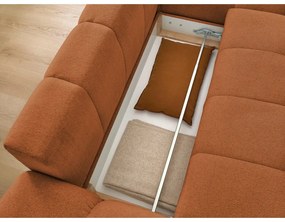 Теракотен шенилов сгъваем/с място за съхранение ъглов диван (десен ъгъл) Everest – Bobochic Paris