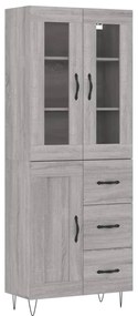 3198695 vidaXL Висок шкаф, сив сонома, 69,5x34x180 см, инженерно дърво
