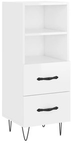 828662 vidaXL Сайдборд, бял гланц, 34,5x34x90 см, инженерно дърво