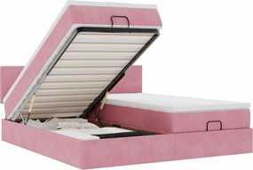 3312904 vidaXL Османска легло с матраци и LED, розово, 160x200 см, кадифе