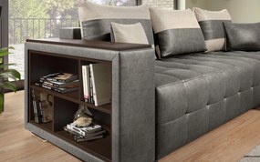 Разтегателен ъглов диван с подлакътник етажерка Мелвин S