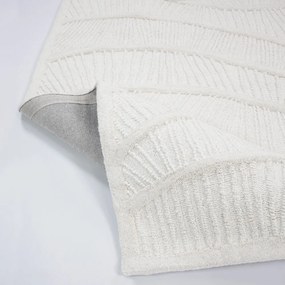 Бяла ръчно изработена пътека със смес от вълна 80x230 cm Sculptured Wave – Flair Rugs