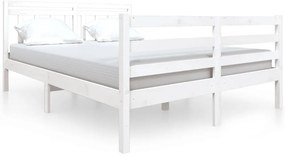 3100630 vidaXL рамка за легло бяло 135x190 см Double масивно дърво
