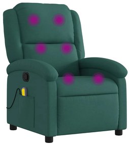 371769 vidaXL Масажен наклоняем стол, тъмнозелен, текстил
