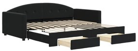 3197360 vidaXL Канапе с изтеглящо легло и чекмеджета черно 100x200 см кадифе