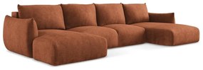 Теракотен шенилов сгъваем ъглов диван (U форма) Leila – Makamii