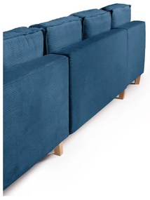 Син сгъваем ъглов диван от рипсено кадифе (десен ъгъл/"U" форма) Tori – Bonami Selection