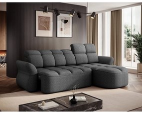 Тъмносив кадифен сгъваем/с място за съхранение ъглов диван (десен ъгъл) Beneth – ELTAP