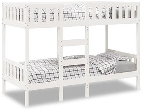 3308608 vidaXL Двуетажно легло, бяло, 75x190 см, борово дърво масив