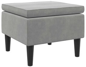 329436 vidaXL Табуретка с дървени крака, светлосива, кадифена