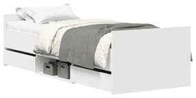 3203810 vidaXL Рамка за легло с горна и долна табла, бяла, 90x190 см