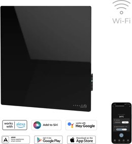 Електрически инфрачервен конвектор AENO AGH0012S, 500W, 12 м2, LED, Мобилно управление, Wi-Fi, Сензори за наклон и падане, IP24, Черен