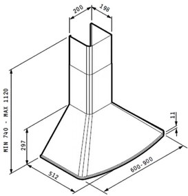 Кухненски аспиратор Pyramis овален комин класически-Дължина: 90cm