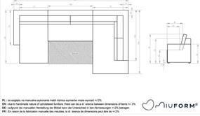 Бял разтегателен ъглов диван от рипсено кадифе (десен ъгъл/"U" форма) Brave Dave – Miuform