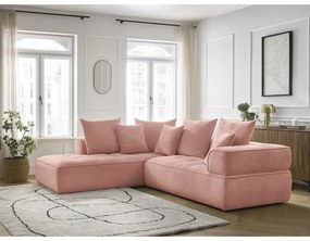 Розов шенилов ъглов диван (ляв ъгъл/L форма) Whesley – Bobochic Paris
