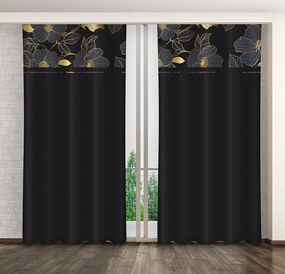 Класическа черна завеса с принт на златни цветя Ширина: 160 см | Дължина: 270 см