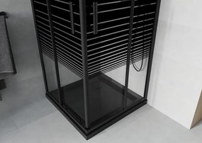 Mexen Rio квадратна душ кабина 70 x 70 см, черни ленти, черна + тава Flat, черна - 860-070-070-70-20-4070B