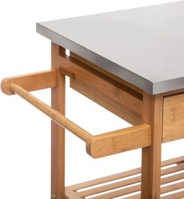 Кухненска количка 5five, Голяма, Бамбук, С метален плот