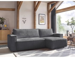 Тъмносив велурен разтегателен диван Nihad - Bobochic Paris