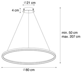 Златна висяща лампа 80см с LED 3-степенна димируема - Girello